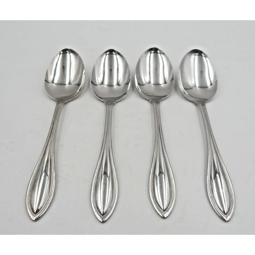 Oneida American Harmony Arbor Oval SOUP Spoon Stainless Flatware USA Lot 4